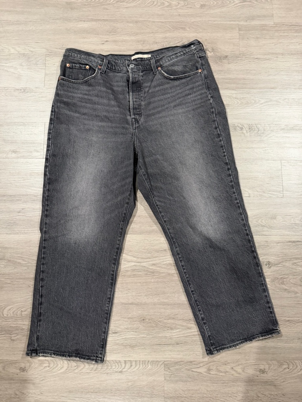 Levi’s Ribcage Ankle 16W Black Washed Straight-Leg Jeans